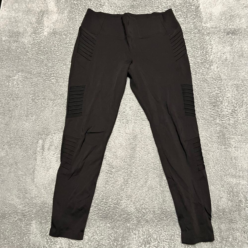 Athleta Leggings Womens XL Black Delancey Moto Tight Zipper Ankle